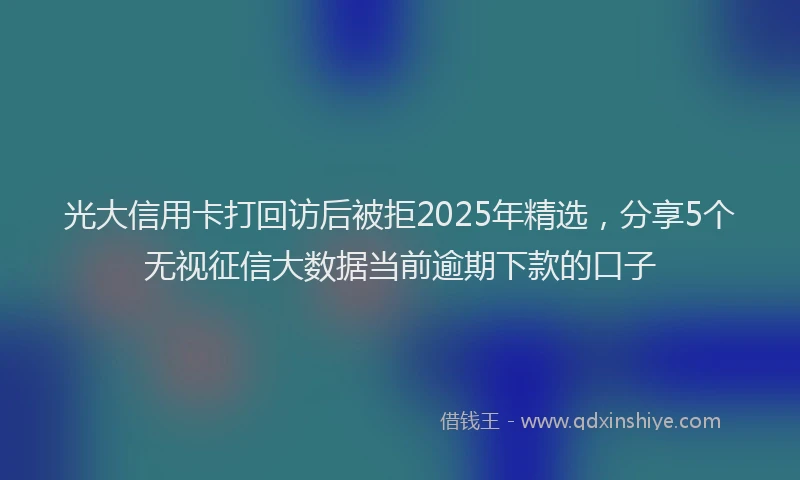 光大信用卡打回访后被拒2025年精选，分享5个无视征信大数据当前逾期下款的口子