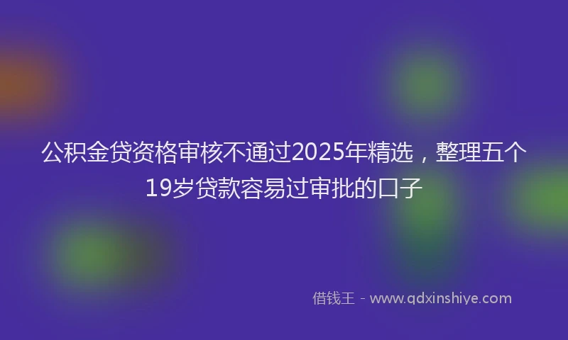 公积金贷资格审核不通过2025年精选，整理五个19岁贷款容易过审批的口子