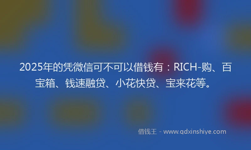 2025年的凭微信可不可以借钱有：RICH-购、百宝箱、钱速融贷、小花快贷、宝来花等。