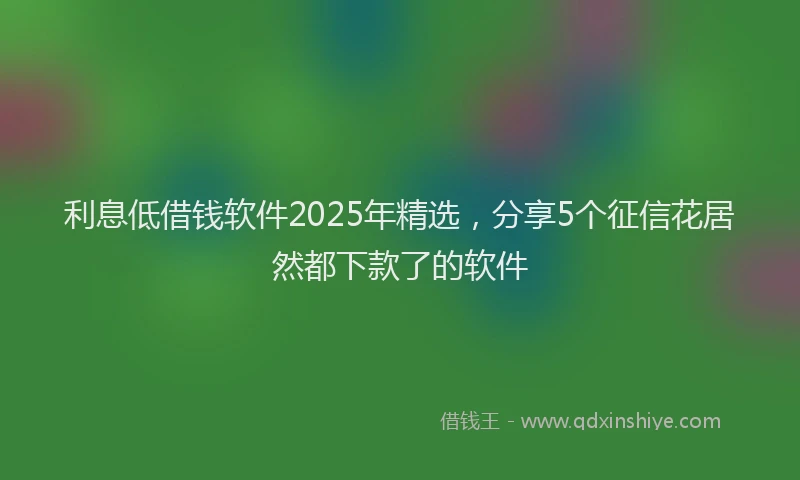 利息低借钱软件2025年精选，分享5个征信花居然都下款了的软件
