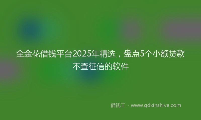 全金花借钱平台2025年精选，盘点5个小额贷款不查征信的软件