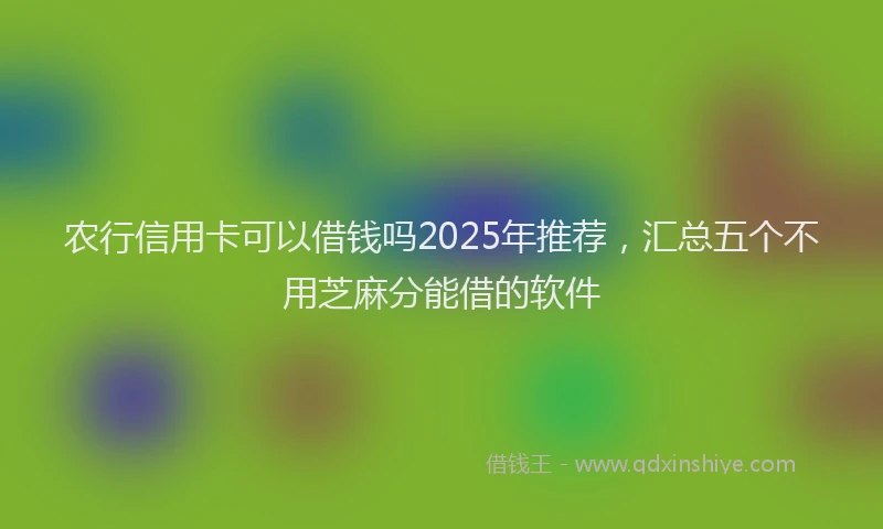 农行信用卡可以借钱吗2025年推荐，汇总五个不用芝麻分能借的软件