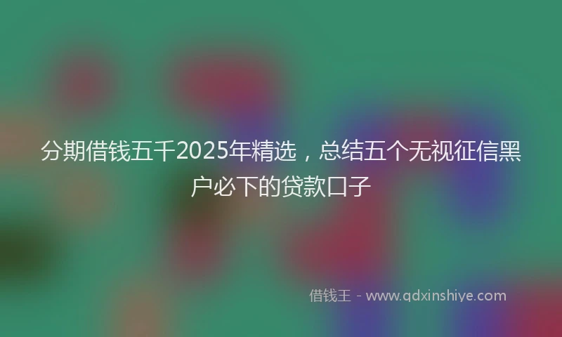 分期借钱五千2025年精选，总结五个无视征信黑户必下的贷款口子