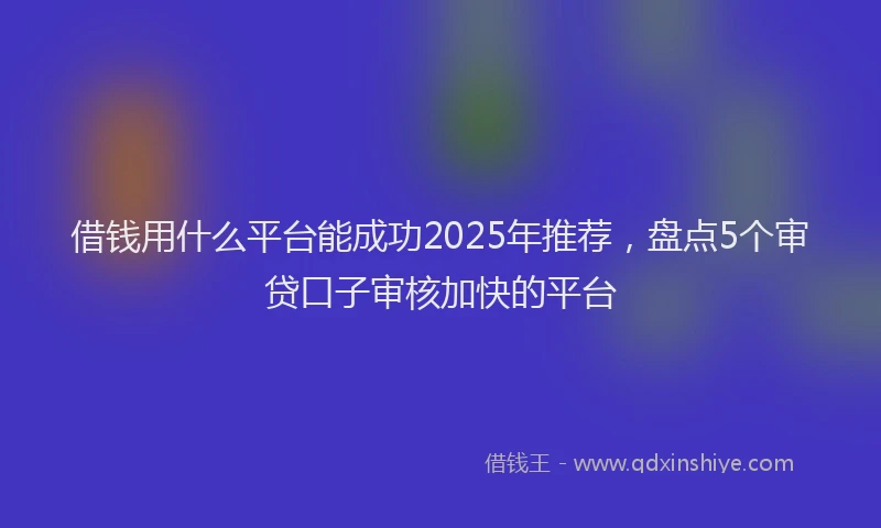借钱用什么平台能成功2025年推荐，盘点5个审贷口子审核加快的平台