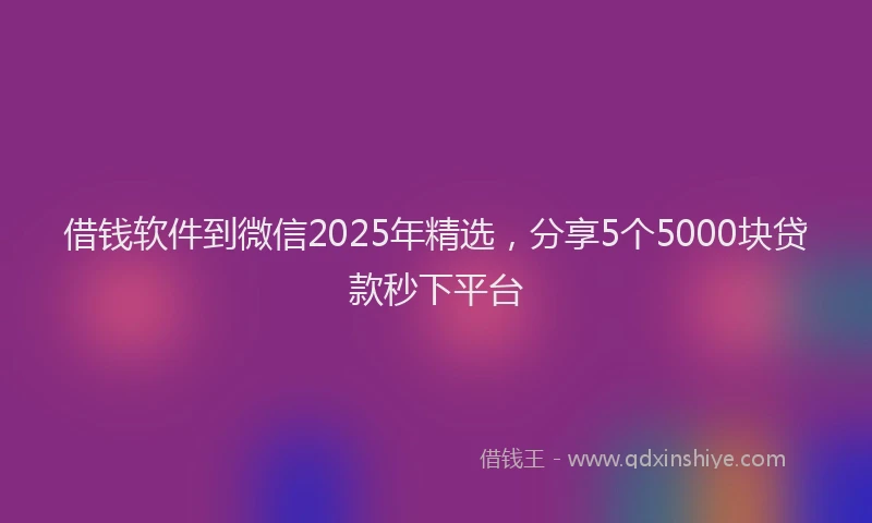 借钱软件到微信2025年精选，分享5个5000块贷款秒下平台