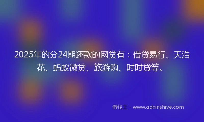 2025年的分24期还款的网贷有：借贷易行、天浩花、蚂蚁微贷、旅游购、时时贷等。