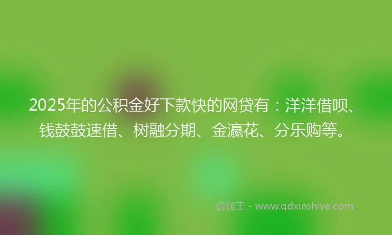 2025年的公积金好下款快的网贷有：洋洋借呗、钱鼓鼓速借、树融分期、金瀛花、分乐购等。