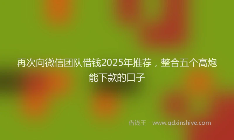 再次向微信团队借钱2025年推荐，整合五个高炮能下款的口子