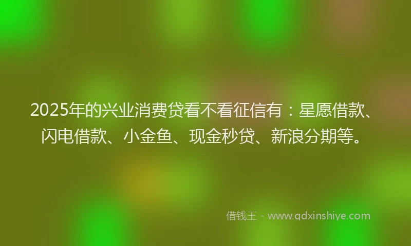 2025年的兴业消费贷看不看征信有：星愿借款、闪电借款、小金鱼、现金秒贷、新浪分期等。
