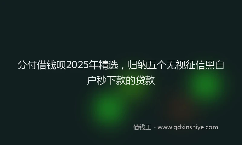 分付借钱呗2025年精选，归纳五个无视征信黑白户秒下款的贷款