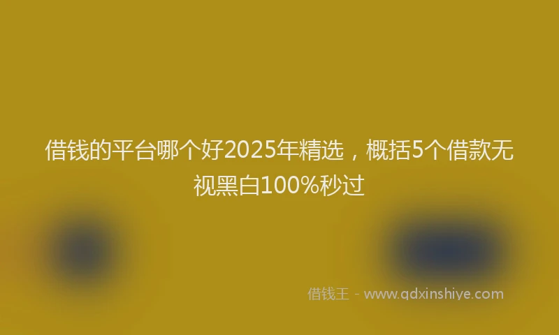 借钱的平台哪个好2025年精选，概括5个借款无视黑白100%秒过