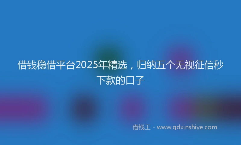 借钱稳借平台2025年精选，归纳五个无视征信秒下款的口子
