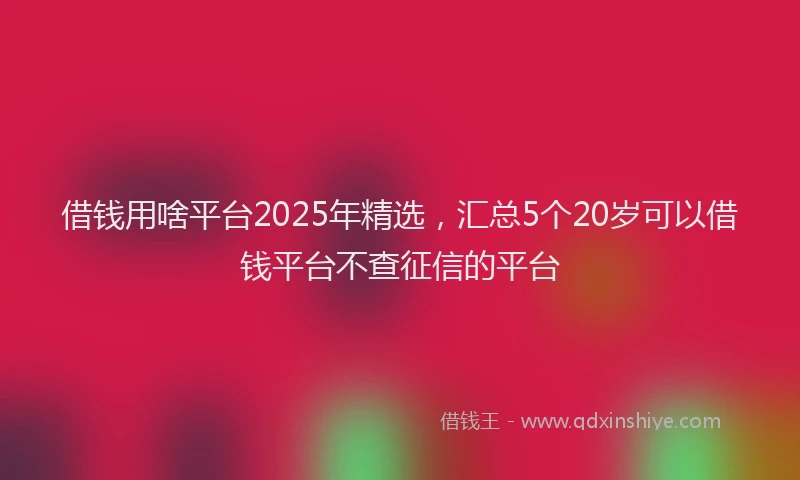 借钱用啥平台2025年精选，汇总5个20岁可以借钱平台不查征信的平台