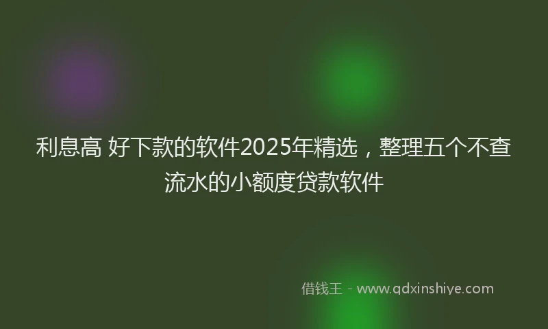 利息高 好下款的软件2025年精选，整理五个不查流水的小额度贷款软件