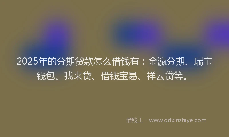 2025年的分期贷款怎么借钱有：金瀛分期、瑞宝钱包、我来贷、借钱宝易、祥云贷等。