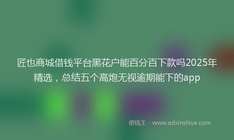 匠也商城借钱平台黑花户能百分百下款吗2025年精选，总结五个高炮无视逾期能下的app