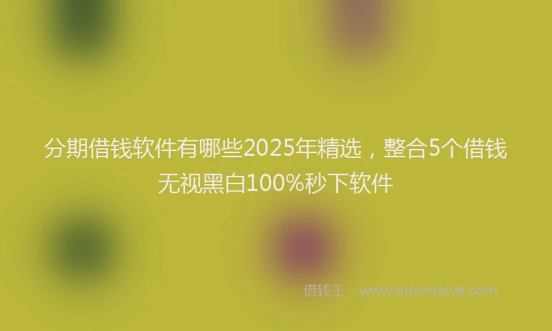 分期借钱软件有哪些2025年精选，整合5个借钱无视黑白100%秒下软件
