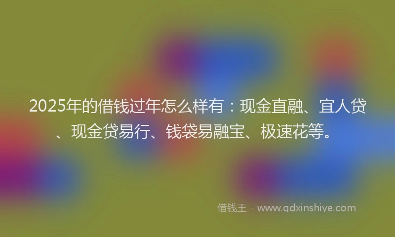 2025年的借钱过年怎么样有：现金直融、宜人贷、现金贷易行、钱袋易融宝、极速花等。