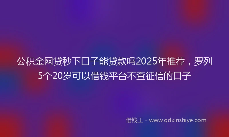 公积金网贷秒下口子能贷款吗2025年推荐，罗列5个20岁可以借钱平台不查征信的口子