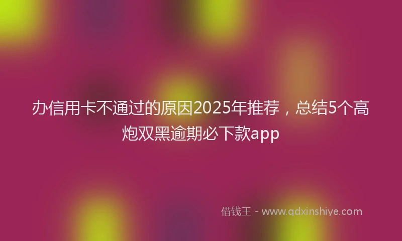办信用卡不通过的原因2025年推荐，总结5个高炮双黑逾期必下款app