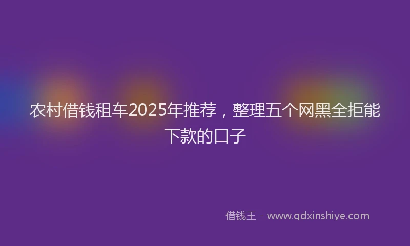 农村借钱租车2025年推荐，整理五个网黑全拒能下款的口子