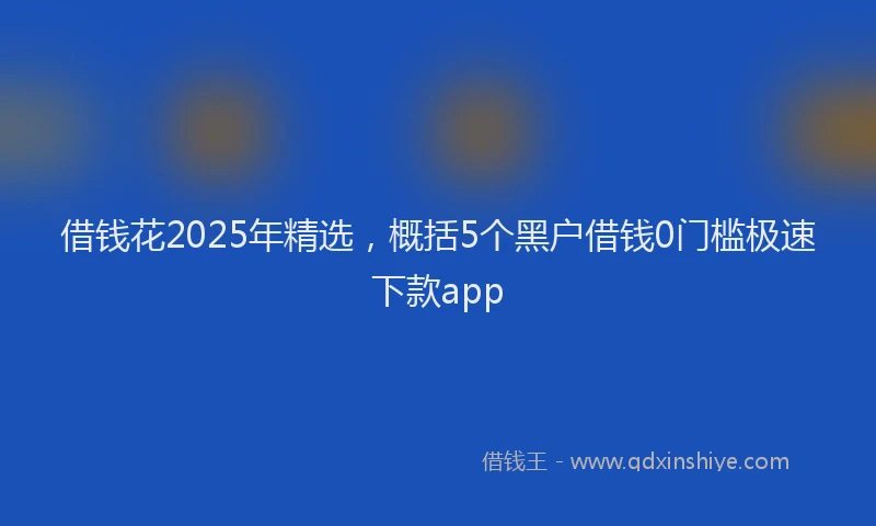 借钱花2025年精选，概括5个黑户借钱0门槛极速下款app
