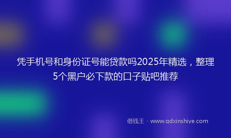 凭手机号和身份证号能贷款吗2025年精选，整理5个黑户必下款的口子贴吧推荐