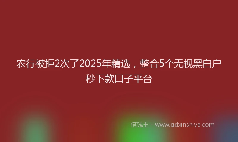 农行被拒2次了2025年精选，整合5个无视黑白户秒下款口子平台