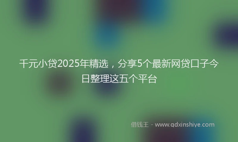 千元小贷2025年精选，分享5个最新网贷口子今日整理这五个平台