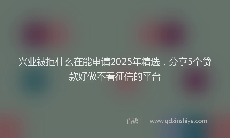 兴业被拒什么在能申请2025年精选，分享5个贷款好做不看征信的平台