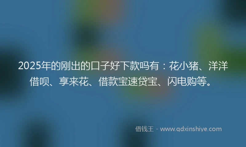 2025年的刚出的口子好下款吗有：花小猪、洋洋借呗、享来花、借款宝速贷宝、闪电购等。