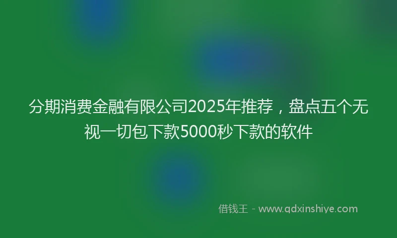 分期消费金融有限公司2025年推荐，盘点五个无视一切包下款5000秒下款的软件