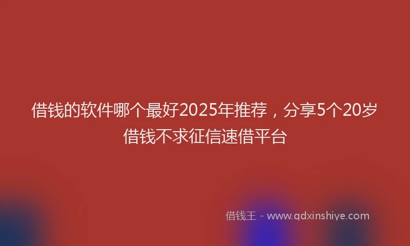 借钱的软件哪个最好2025年推荐，分享5个20岁借钱不求征信速借平台