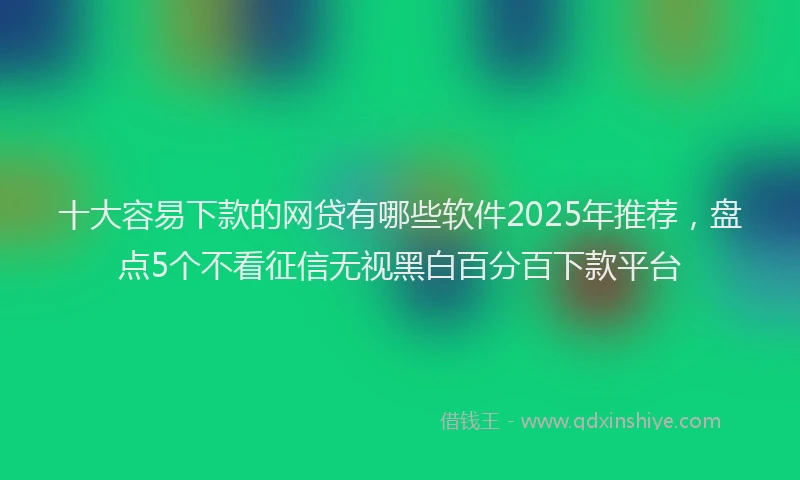 十大容易下款的网贷有哪些软件2025年推荐，盘点5个不看征信无视黑白百分百下款平台