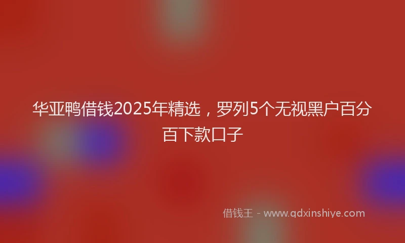 华亚鸭借钱2025年精选，罗列5个无视黑户百分百下款口子