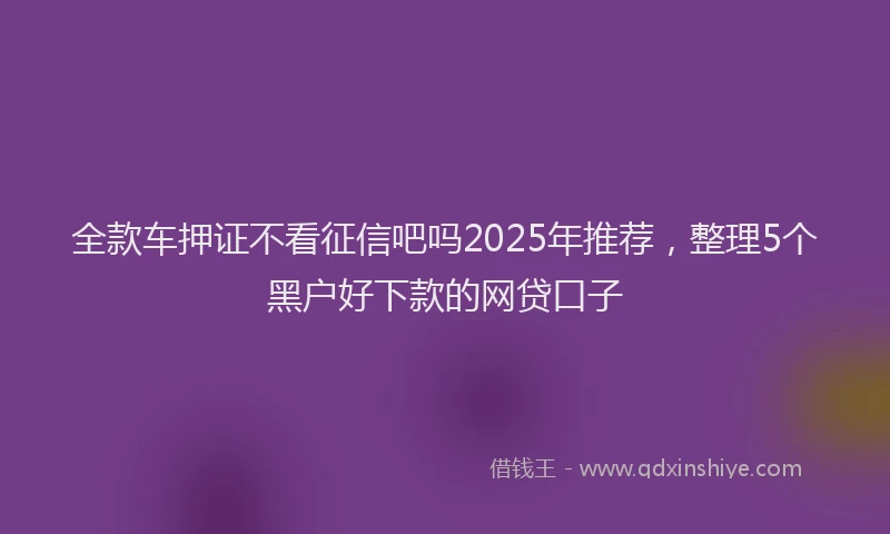 全款车押证不看征信吧吗2025年推荐，整理5个黑户好下款的网贷口子