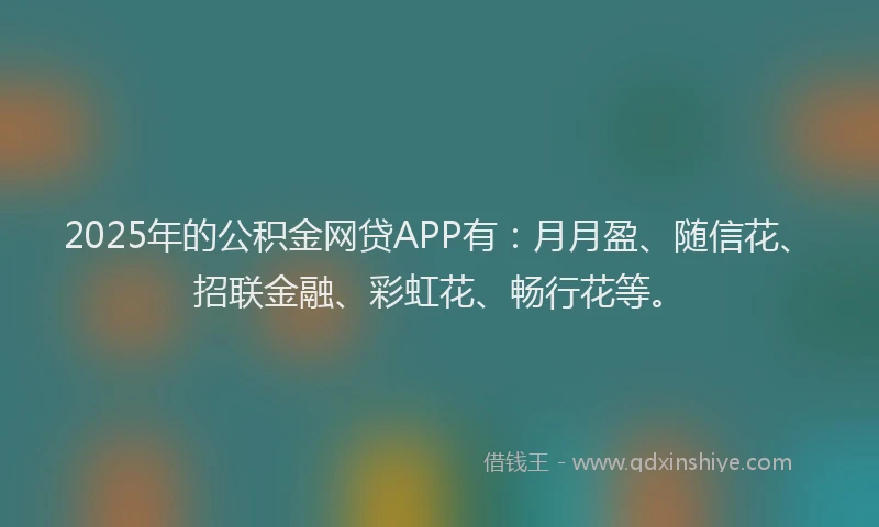 2025年的公积金网贷APP有：月月盈、随信花、招联金融、彩虹花、畅行花等。