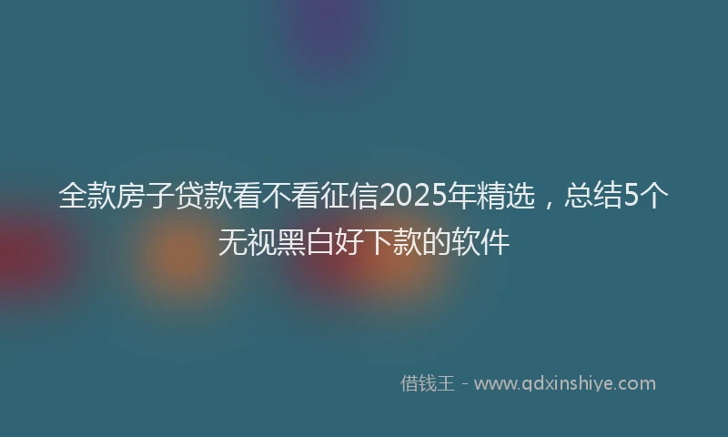 全款房子贷款看不看征信2025年精选，总结5个无视黑白好下款的软件