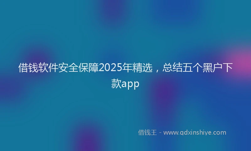 借钱软件安全保障2025年精选，总结五个黑户下款app