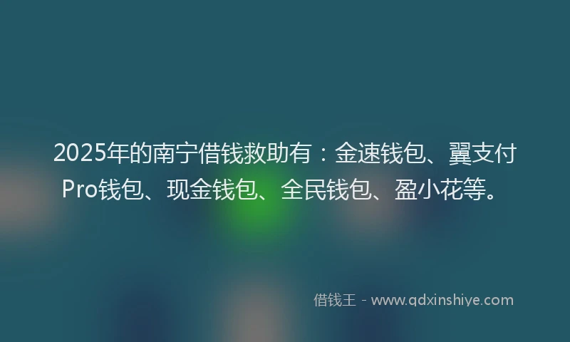 2025年的南宁借钱救助有：金速钱包、翼支付Pro钱包、现金钱包、全民钱包、盈小花等。