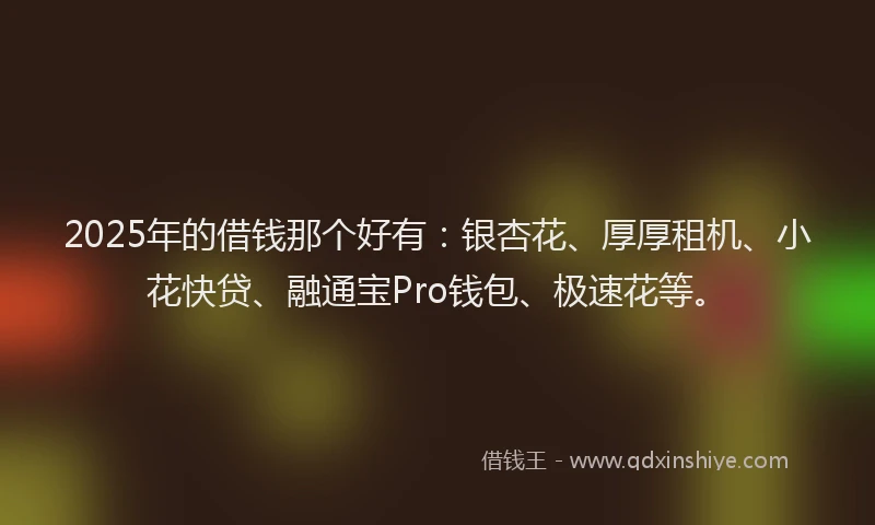 2025年的借钱那个好有：银杏花、厚厚租机、小花快贷、融通宝Pro钱包、极速花等。