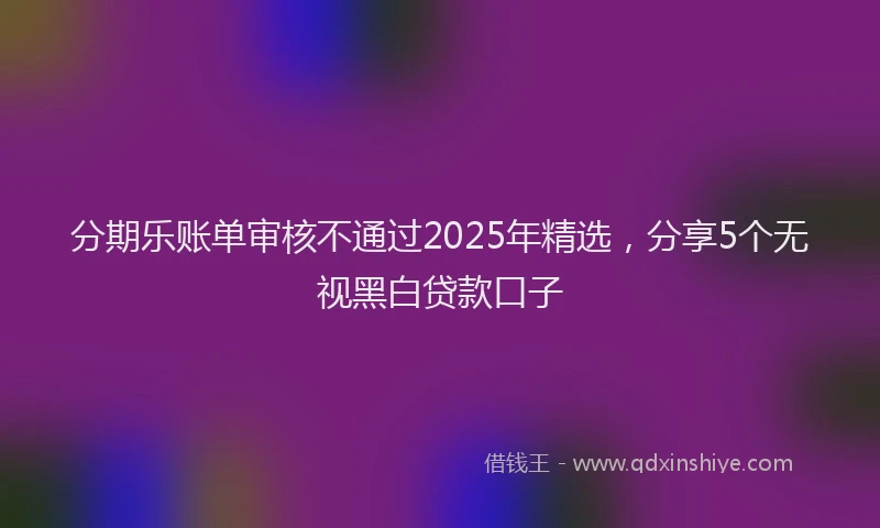 分期乐账单审核不通过2025年精选，分享5个无视黑白贷款口子