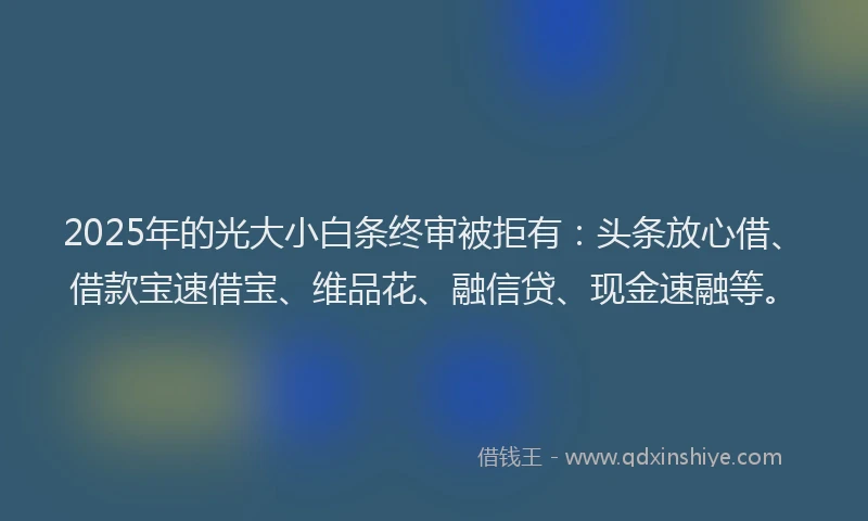 2025年的光大小白条终审被拒有：头条放心借、借款宝速借宝、维品花、融信贷、现金速融等。
