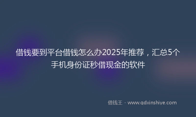 借钱要到平台借钱怎么办2025年推荐，汇总5个手机身份证秒借现金的软件