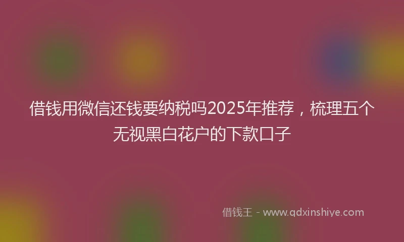 借钱用微信还钱要纳税吗2025年推荐，梳理五个无视黑白花户的下款口子
