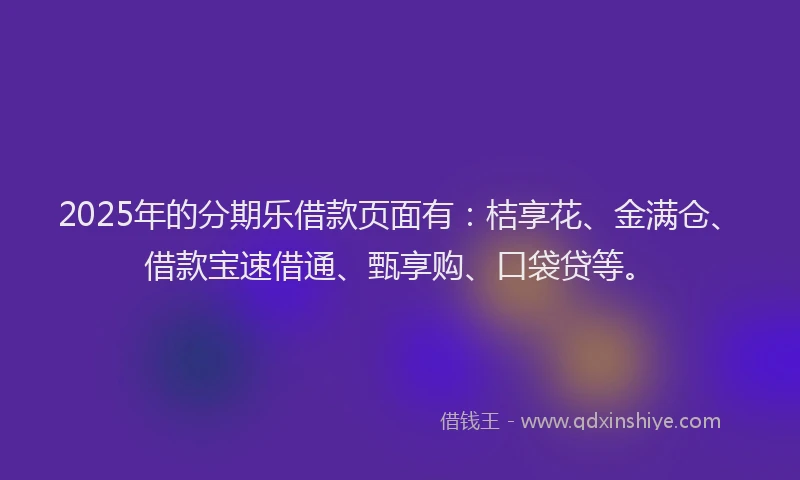 2025年的分期乐借款页面有：桔享花、金满仓、借款宝速借通、甄享购、口袋贷等。