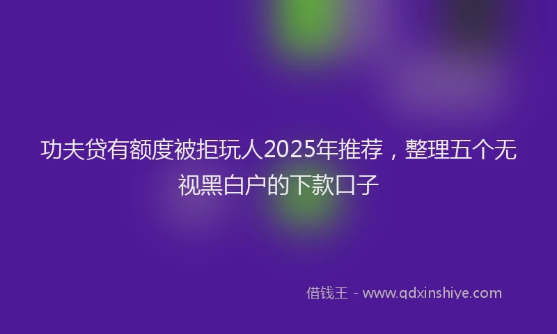 功夫贷有额度被拒玩人2025年推荐，整理五个无视黑白户的下款口子