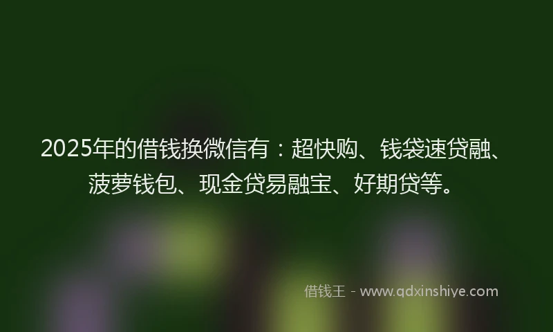 2025年的借钱换微信有：超快购、钱袋速贷融、菠萝钱包、现金贷易融宝、好期贷等。