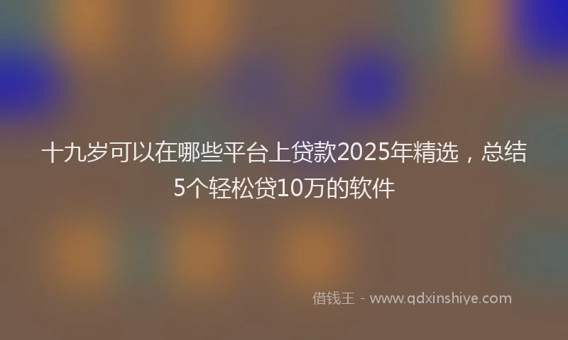 十九岁可以在哪些平台上贷款2025年精选，总结5个轻松贷10万的软件