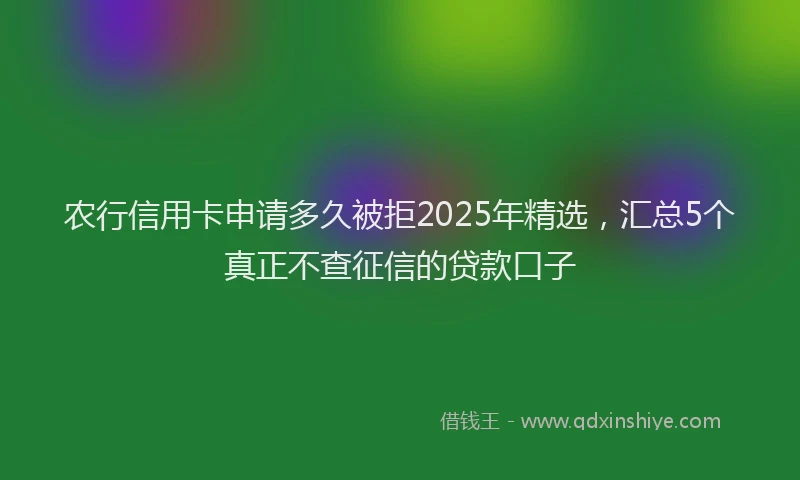 农行信用卡申请多久被拒2025年精选，汇总5个真正不查征信的贷款口子